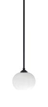  560-MB-212 - Zilo Stem Mini Pendant, Matte Black Finish, 7" White Muslin Glass