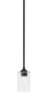  560-MB-300 - Zilo Stem Mini Pendant, Matte Black Finish, 4" Clear Bubble Glass