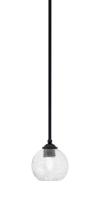  560-MB-4102 - Zilo Stem Mini Pendant, Matte Black Finish, 5.75" Smoke Bubble Glass