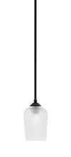  560-MB-4250 - Zilo Stem Mini Pendant, Matte Black Finish, 5" Clear Textured Glass