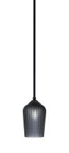  560-MB-4252 - Zilo Stem Mini Pendant, Matte Black Finish, 5" Smoke Textured Glass