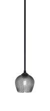  560-MB-4602 - Zilo Stem Mini Pendant, Matte Black Finish, 6.5" Smoke Textured Glass