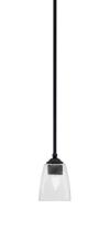  560-MB-461 - Zilo Stem Mini Pendant, Matte Black Finish, 4.5" Square Clear Bubble Glass