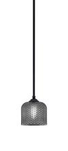  560-MB-4612 - Zilo Stem Mini Pendant, Matte Black Finish, 6" Smoke Textured Glass