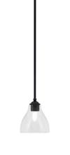  560-MB-4760 - Zilo Stem Mini Pendant, Matte Black Finish, 6.25" Clear Bubble Glass