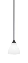  560-MB-4761 - Zilo Stem Mini Pendant, Matte Black Finish, 6.25" White Marble Glass