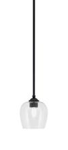  560-MB-4810 - Zilo Stem Mini Pendant, Matte Black Finish, 6" Clear Bubble Glass