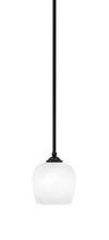  560-MB-4811 - Zilo Stem Mini Pendant, Matte Black Finish, 6" White Marble Glass