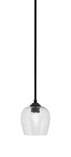  560-MB-4812 - Zilo Stem Mini Pendant, Matte Black Finish, 6" Smoke Bubble Glass