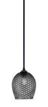  560-MB-4902 - Zilo Stem Mini Pendant, Matte Black Finish, 7.5" Smoke Textured Glass