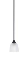  560-MB-500 - Zilo Stem Mini Pendant, Matte Black Finish, 5" Clear Ribbed Glass