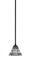  560-MB-9105 - Zilo Stem Mini Pendant, Matte Black Finish, 7" Pewter Art Glass