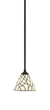  560-MB-9115 - Zilo Stem Mini Pendant, Matte Black Finish, 7" Sandhill Art Glass