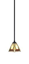  560-MB-9345 - Zilo Stem Mini Pendant, Matte Black Finish, 7" Zion Art Glass