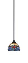  560-MB-9355 - Zilo Stem Mini Pendant, Matte Black Finish, 7" Sierra Art Glass