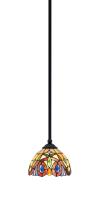  560-MB-9445 - Zilo Stem Mini Pendant, Matte Black Finish, 7" Lynx Art Glass