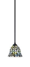  560-MB-9965 - Zilo Stem Mini Pendant, Matte Black Finish, 7" Crescent Art Glass