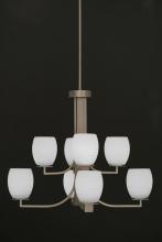  578-GP-615 - Eight Light White Linen Glass Graphite Up Chandelier