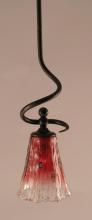  901-DG-726 - One Light Dark Granite Raspberry Crystal Glass Down Mini Pendant