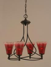  904-DG-726 - Four Light Dark Granite Raspberry Crystal Glass Up Chandelier