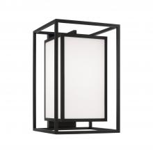  953113BK - 1-Light Outdoor Modern Square Rectangle Wall Lantern in Black with Soft White Glass