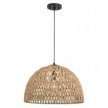  P0405 - Nassau 18.25-in. 1 Light Pendant Matte Black and Natural Rope