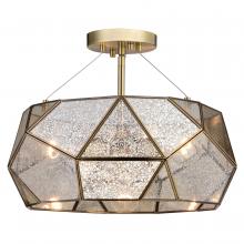  C0284 - Euclid 16-in. 3 Light Semi-Flush Mount Aged Brass