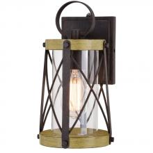  T0631 - Harwood 6.5-in. Outdoor Wall Light Oxidized Iron and Burnished Elm