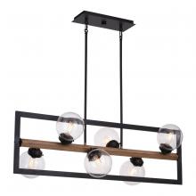  H0257 - Bridgeview 38-in. 6 Light Linear Chandelier Oil Rubbed Bronze and Light Walnut