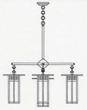  GCH-9L/4-1GW-BK - 9" glasgow long body 4 light chandelier, center light