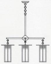  GCH-9L/4GW-BK - 9" glasgow long body 4 light chandelier