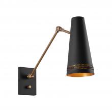  WV342105MBHL - Brickell 5-in Matte Black/Hazelnut Leather 1 Light Wall/Vanity