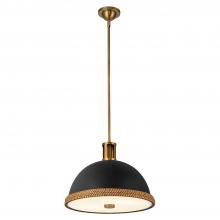  PD331016MBVB - Doral 16-in Matte Black/Vintage Brass 2 Lights Pendant