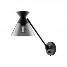  WV521008MBSM - Mauer 8-in Matte Black/Smoked 1 Light Wall/Vanity