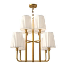  CH628830AGOP - Plisse 30-in Aged Gold/Opal Matte Glass 8 Lights Chandeliers