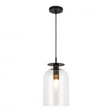  PD515408MBCL - Sylvia 8-in Matte Black/Clear Glass 1 Light Pendant