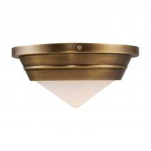  FM348010VBOP - Willard 10-in Vintage Brass/Opal Matte Glass 1 Light Flush Mount