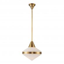  PD348114VBOP - Willard 14-in Vintage Brass/Opal Matte Glass 1 Light Pendant