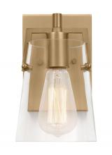  DJV1031SB - Crofton Modern 1-Light Wall Sconce Bath Vanity in Satin Brass Gold With Clear Glass Shade