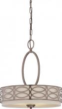  60/4720 - Harlow - 3 Light Pendant with Khaki Fabric Shades - Hazel Bronze Finish