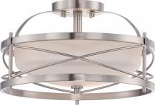  60/5331 - Ginger - 2 Light Semi Flush with Satin White Glass - Brushed Nickel Finish