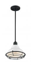  60/7023 - Newbridge - 1 Light Pendant with- Gloss White and Black Accents Finish