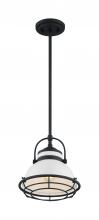  60/7083 - Upton - 1 Light Pendant with- Gloss White and Black Accents Finish