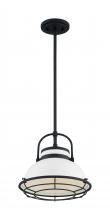  60/7084 - Upton - 1 Light Pendant with- Gloss White and Black Accents Finish