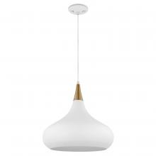  60/7515 - Phoenix; 1 Light; Medium Pendant; Matte White with Burnished Brass