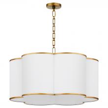  8228-6-47 - Belinder 6 Light Fabric Pendant, Lacquered Brass