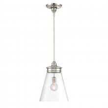  4811-PN-CL - Emma 12'' Wide 1-Light Pendant - Polished Nickel